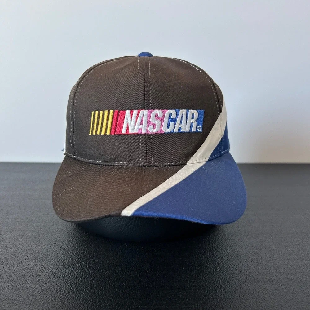 Vintage 90s Nascar Hat Cap Snap Back Adjustable Faded Black Racing Adult